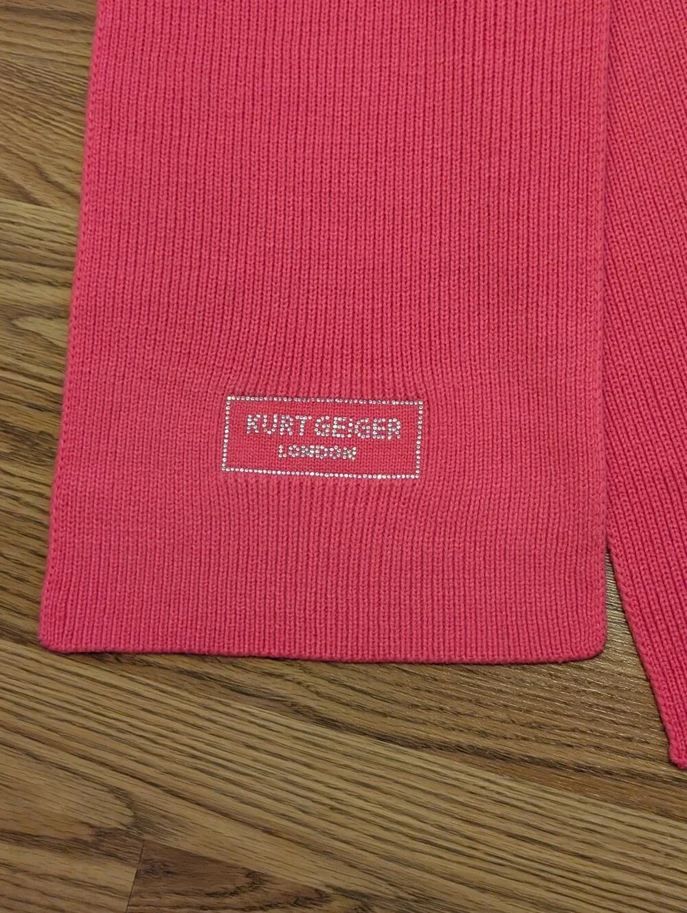 Kurt Geiger Hot Pink Ribbed Knit Scarf